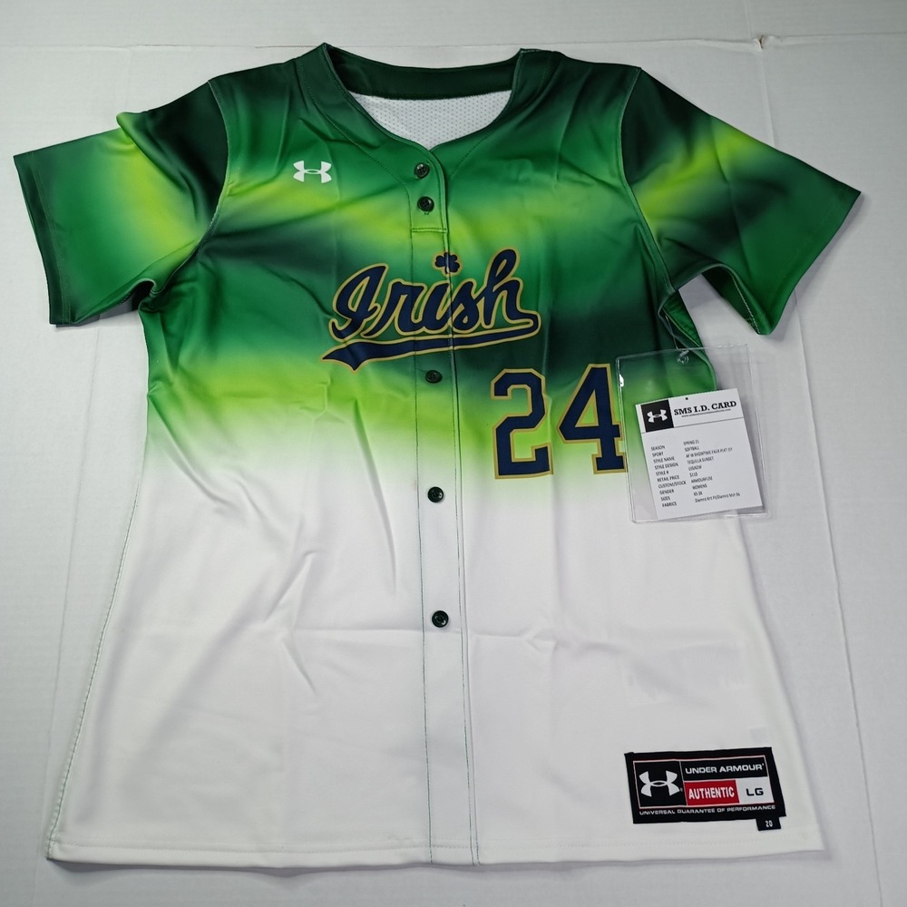 Notre Dame Fighting Irish Baseball Jersey Women's Size L Showtime Faux Placket